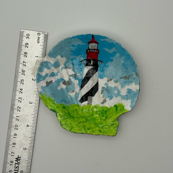 Hand-Painted Bold Lighthouse Shell Art - Picture 5 of 7